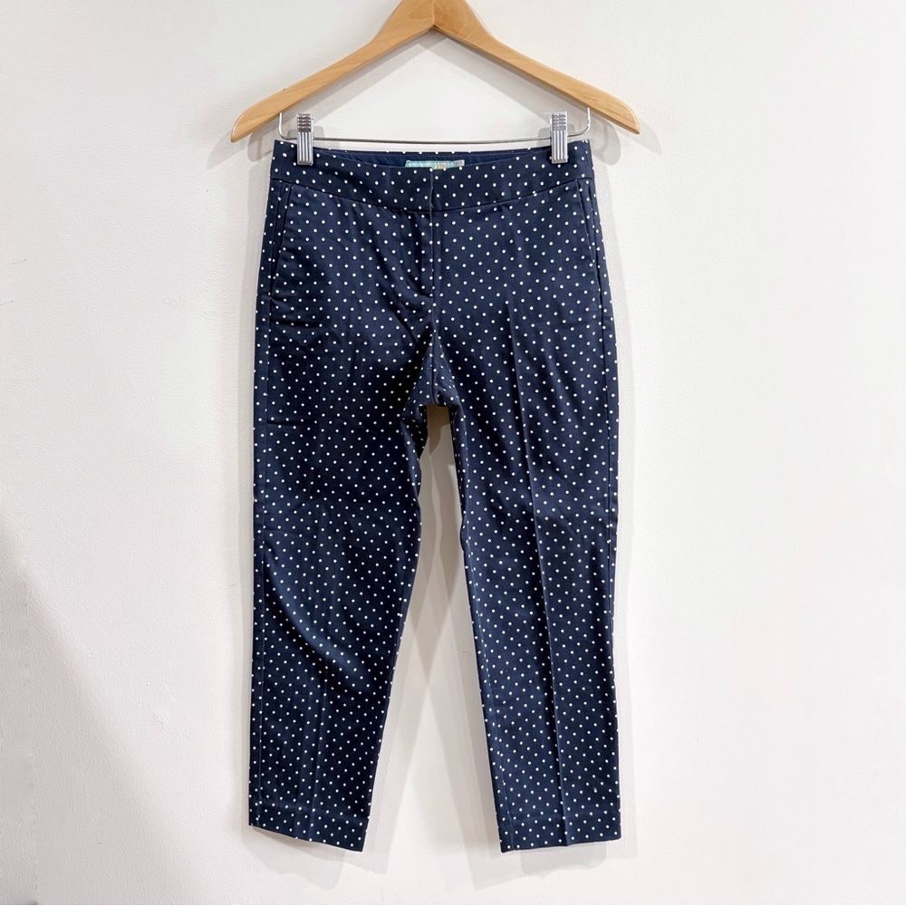 NWT Boden Navy Polka Dot Pants Women’s Size 12P Cotton Stretch Cropped Slim